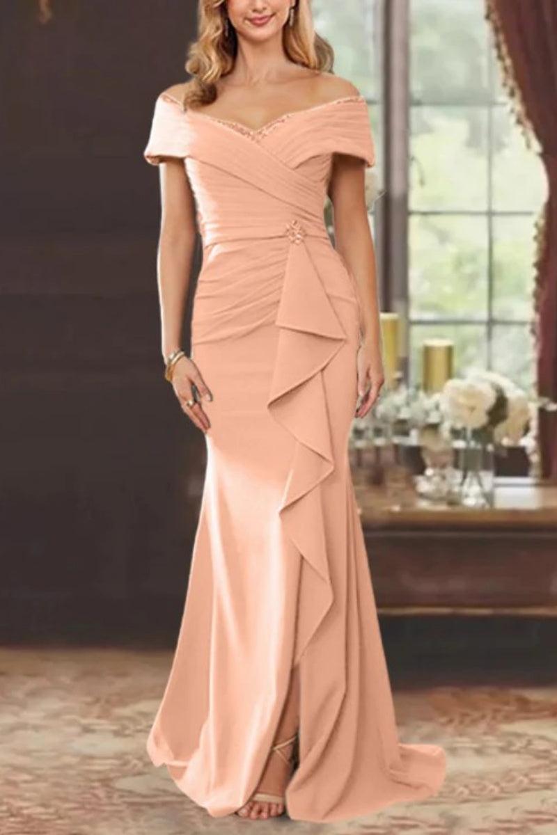 Sheath Off the Shoulder Sleeveless Floor Length Mother Dresses CM0379 - COCOMELODY