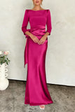 Sheath Scoop 3/4 Length Sleeves Floor Length Mother Dresses CM0380