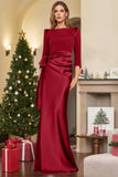 Sheath Scoop 3/4 Length Sleeves Floor Length Mother Dresses CM0380 - COCOMELODY