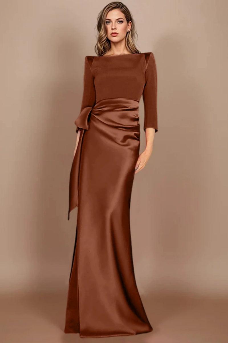 Sheath Scoop 3/4 Length Sleeves Floor Length Mother Dresses CM0380 - COCOMELODY