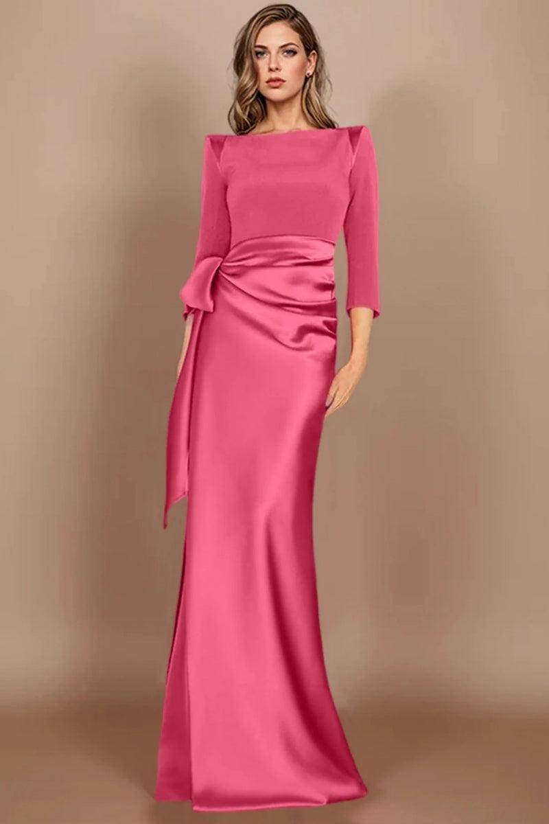 Sheath Scoop 3/4 Length Sleeves Floor Length Mother Dresses CM0380 - COCOMELODY