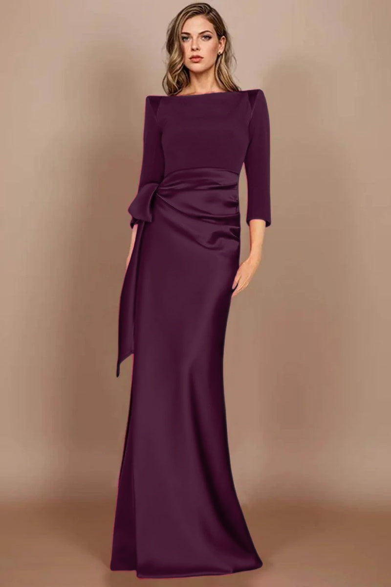 Sheath Scoop 3/4 Length Sleeves Floor Length Mother Dresses CM0380 - COCOMELODY