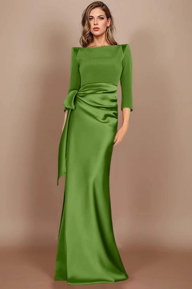 Sheath Scoop 3/4 Length Sleeves Floor Length Mother Dresses CM0380 - COCOMELODY