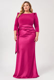 Sheath Scoop 3/4 Length Sleeves Floor Length Mother Dresses CM0380