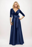 A-Line Maxi Velvet Satin Mother of the Bride Dresses CM0409 - COCOMELODY