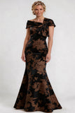 Trumpet-Mermaid Floor Length Jacquard Mother of the Bride Dress CM0414CR