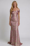 Sheath-Column Floor Length Jacquard Mother of the Bride Dress CM0416