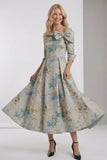 A-Line Tea-Length Jacquard Mother of the Bride Dress CM0418