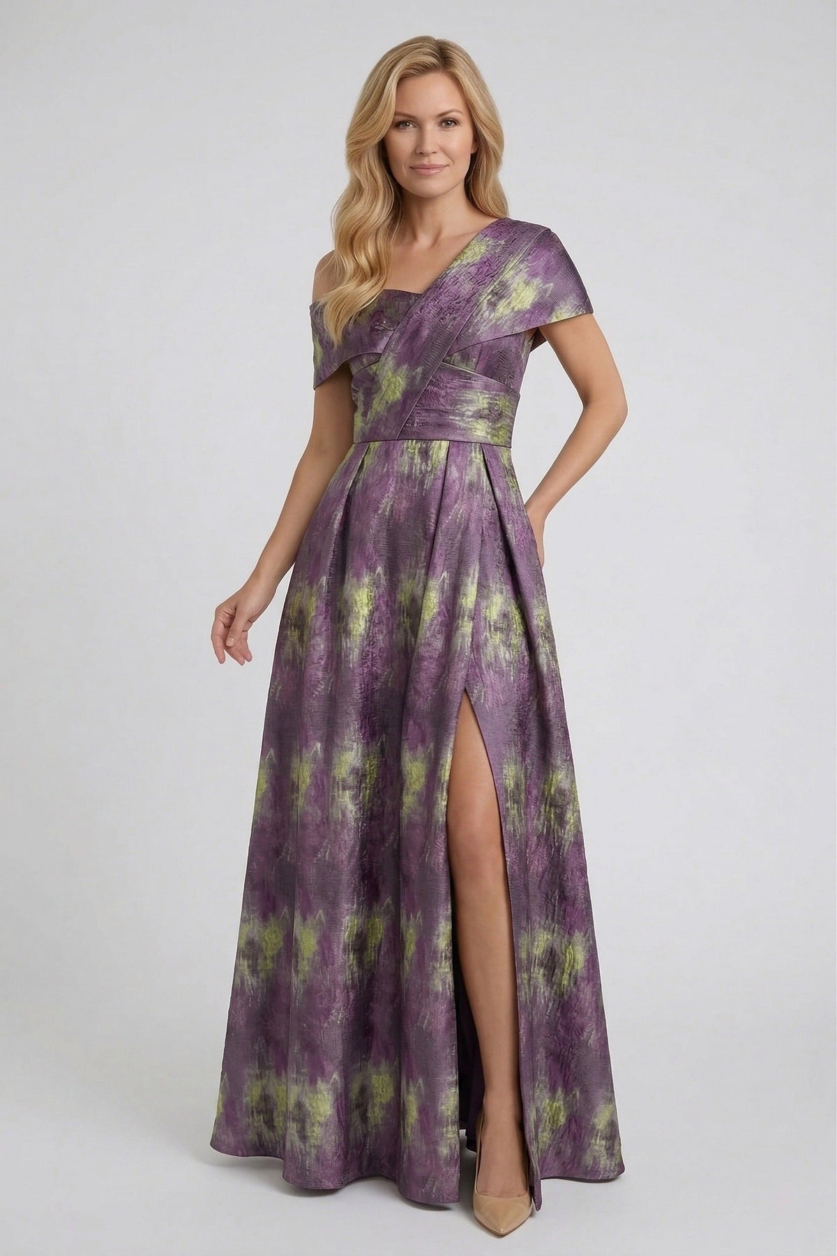 A-Line Floor Length Jacquard Mother of the Bride Dress CM0422