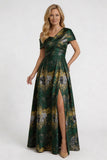 A-Line Floor Length Jacquard Mother of the Bride Dress CM0422