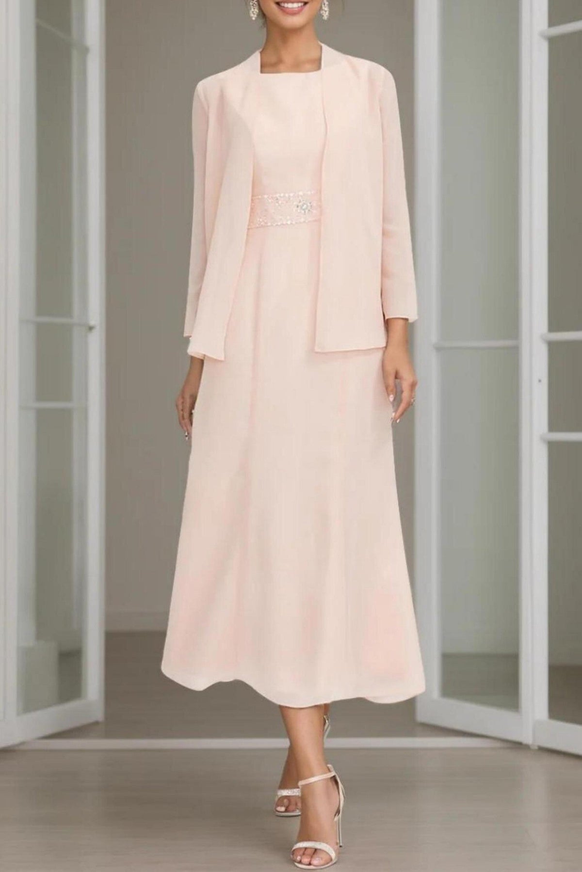 A-Line Tea Length Chiffon Mother of the Bride Dress CM0433