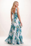 A-Line Maxi Printed Chiffon Mother of the Bride Dress CM0448