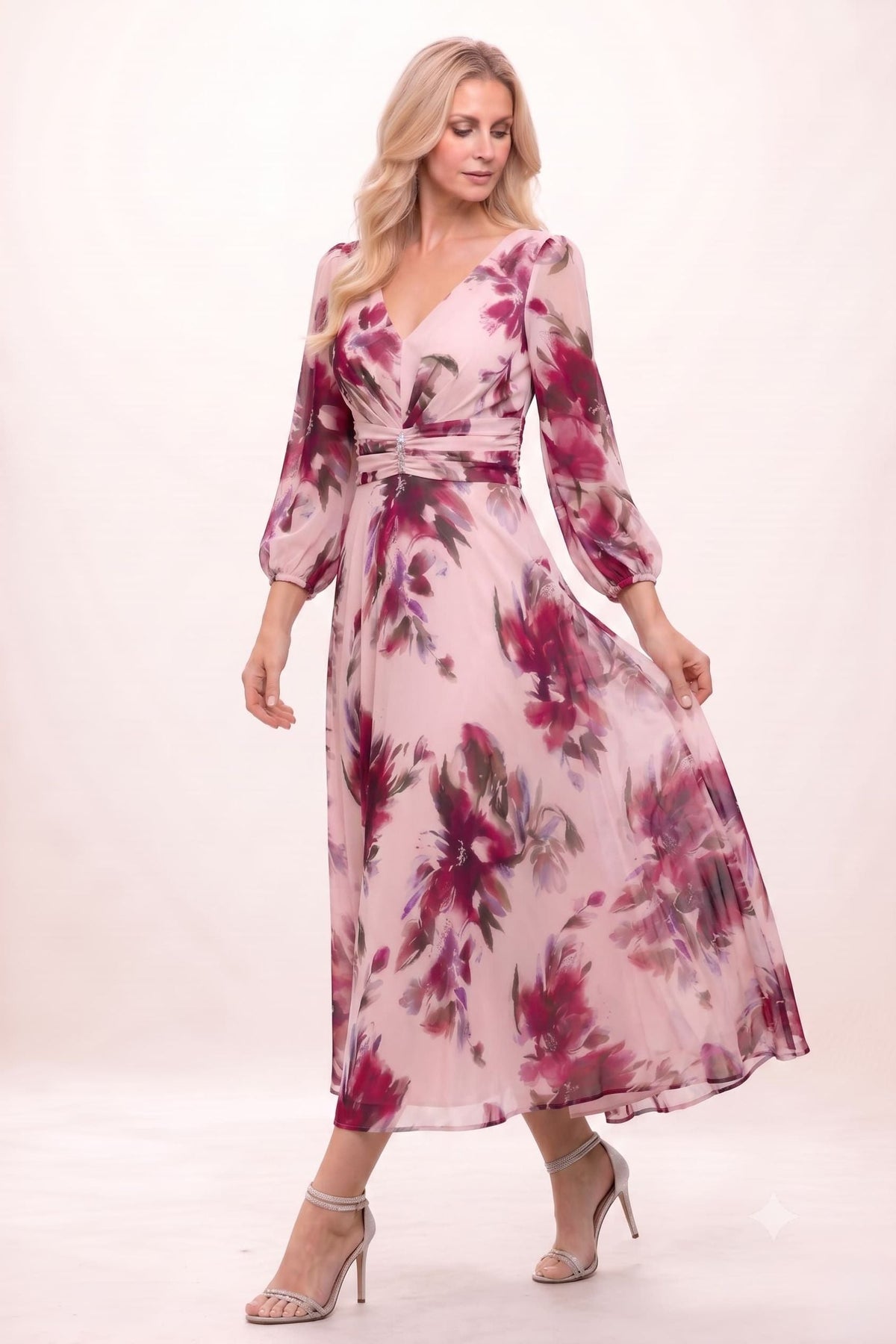 A-Line Ankle Length Printed Chiffon Mother of the Bride Dress CM0451