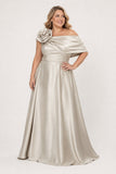 A-Line Floor Length Satin Mother of the Bride Dress CM0452