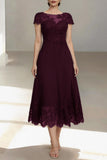 A-Line Tea Length Chiffon Mother of the Bride Dress CM0453