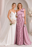 A-Line Floor Length Satin Lace Mother of the Bride Dress CM0470