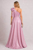 A-Line Floor Length Satin Lace Mother of the Bride Dress CM0470