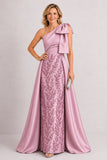 A-Line Floor Length Satin Lace Mother of the Bride Dress CM0470