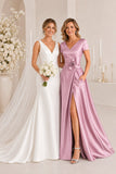 A-Line Floor Length Satin Mother of the Bride Dress CM0471