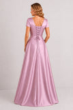 A-Line Floor Length Satin Mother of the Bride Dress CM0471