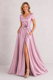 A-Line Floor Length Satin Mother of the Bride Dress CM0471