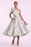 A-Line Tea Length Jacquard Mother of the Bride Dress CM0477