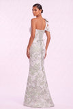 Trumpet-Mermaid Floor Length Jacquard Mother of the Bride Dress CM0478