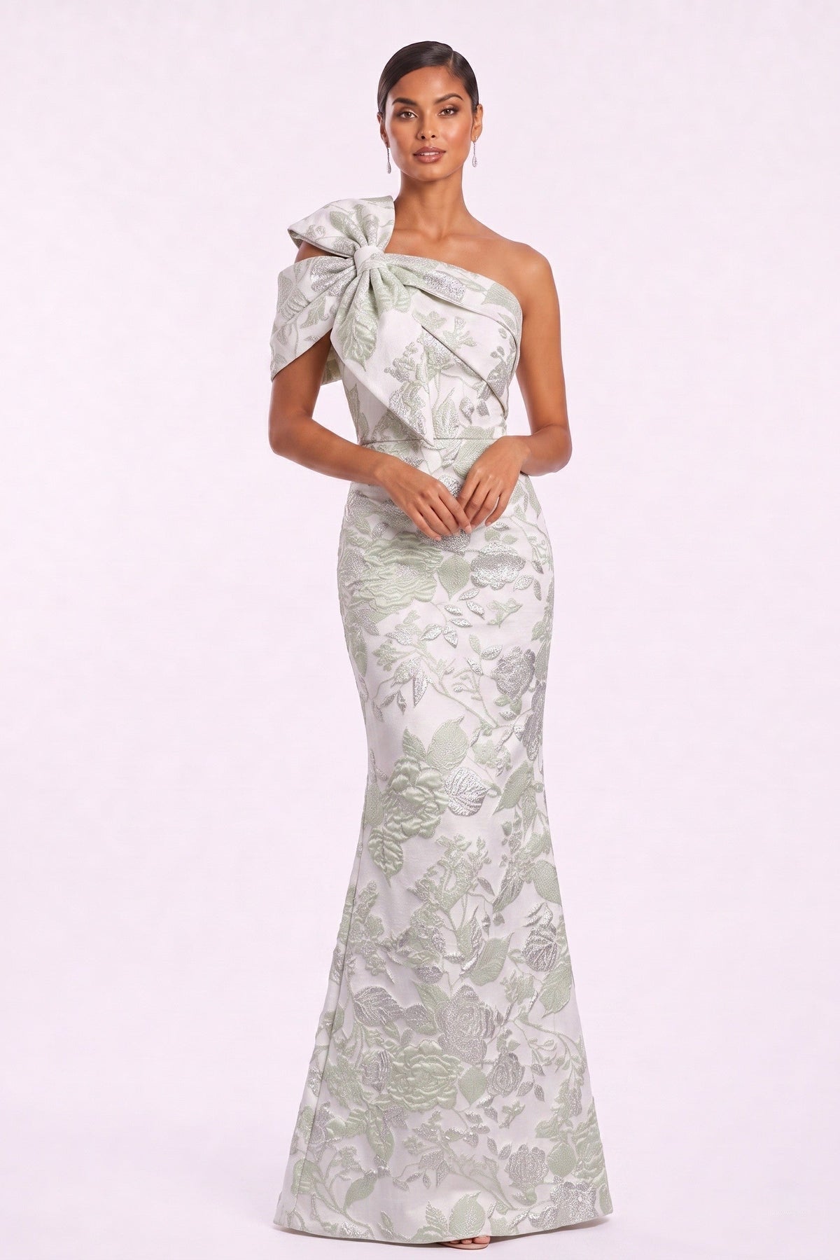 Trumpet-Mermaid Floor Length Jacquard Mother of the Bride Dress CM0478