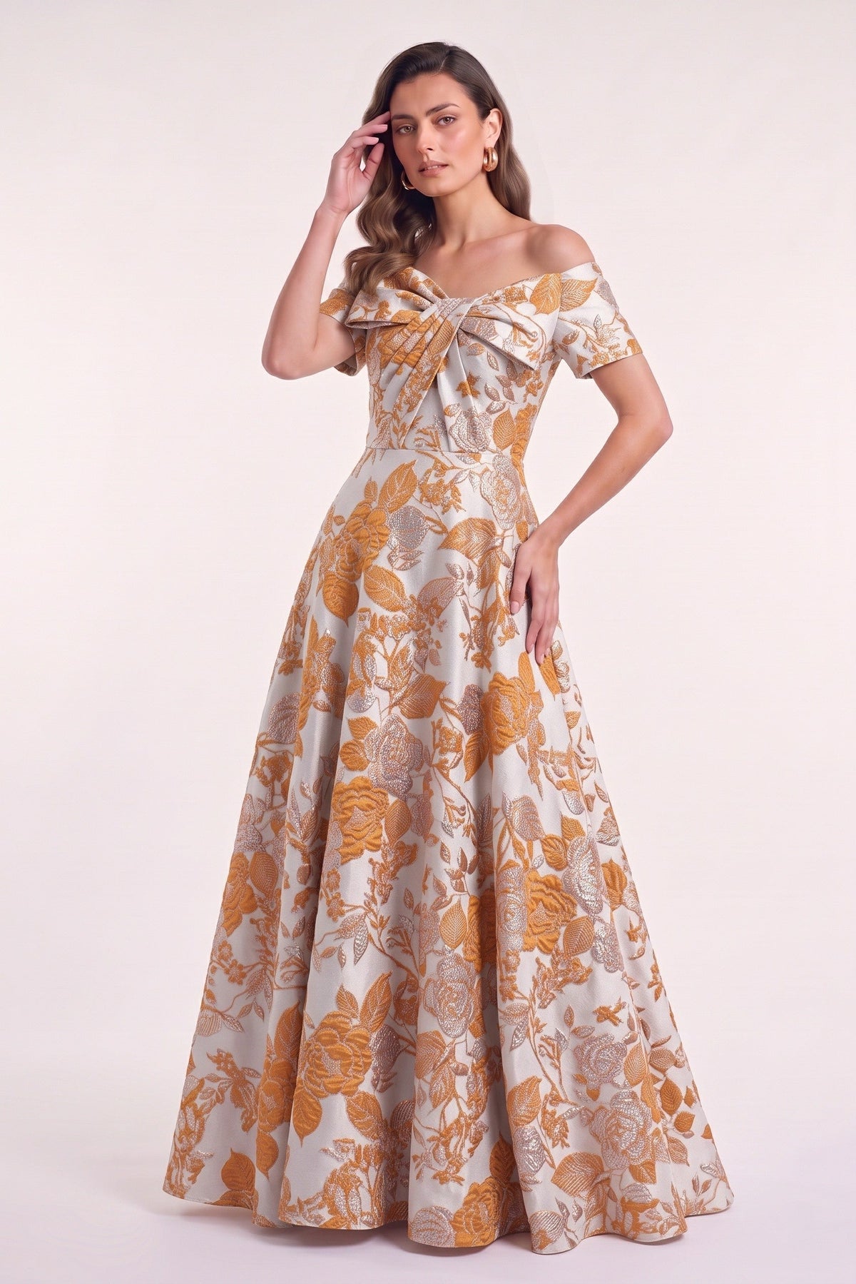A-Line Floor Length Jacquard Mother of the Bride Dress CM0481