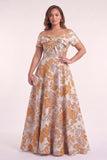 A-Line Floor Length Jacquard Mother of the Bride Dress CM0481