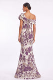 Trumpet-Mermaid Floor Length Jacquard Mother of the Bride Dress CM0483