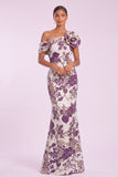 Trumpet-Mermaid Floor Length Jacquard Mother of the Bride Dress CM0483