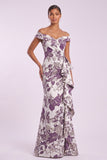 Sheath-Column Floor Length Jacquard Mother of the Bride Dress CM0484