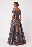A-Line Floor Length Jacquard Mother of the Bride Dress CM0491
