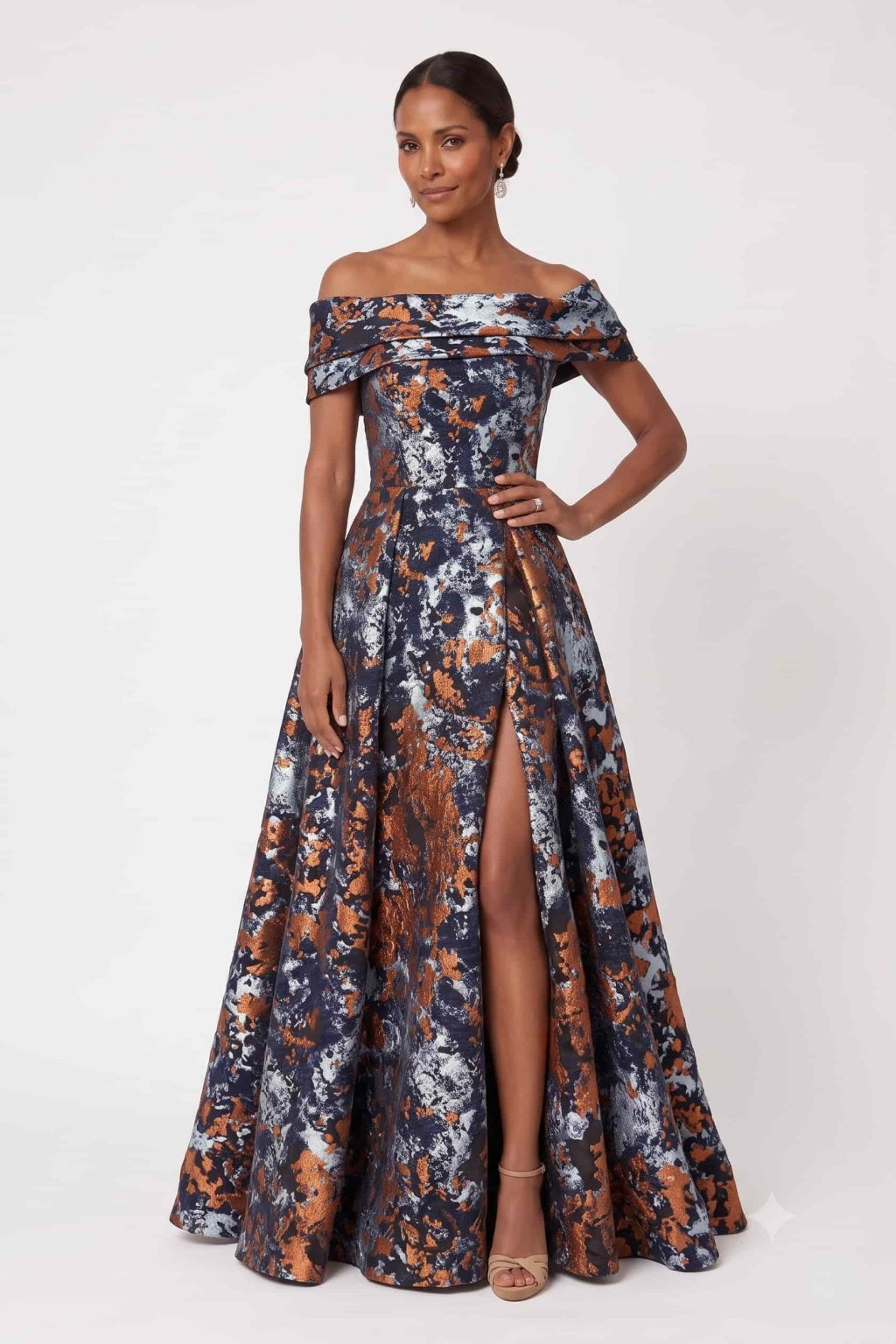 A-Line Floor Length Jacquard Mother of the Bride Dress CM0491