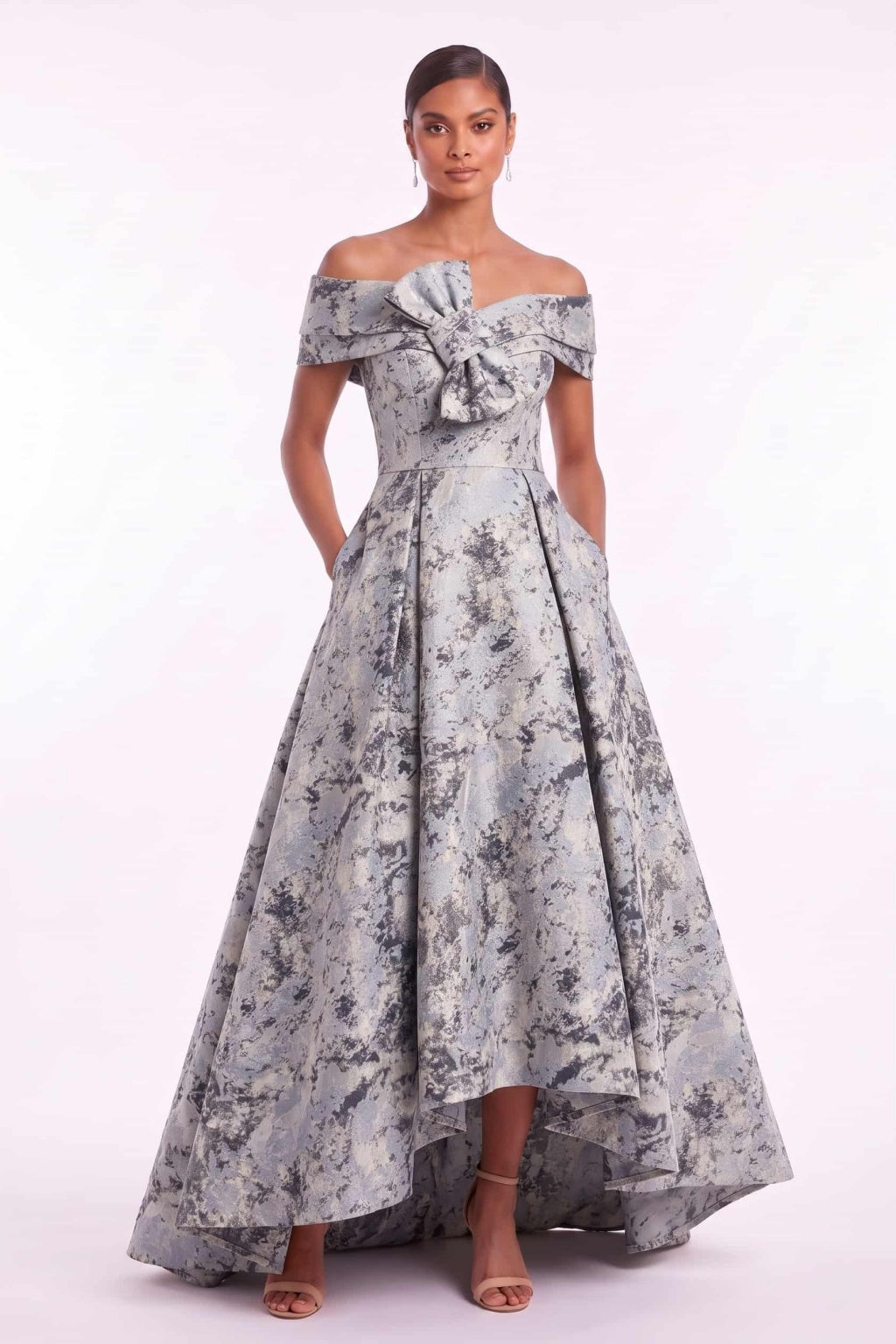 A-Line High-Low Jacquard Mother of the Bride Dress CM0493