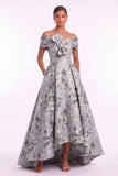 A-Line High-Low Jacquard Mother of the Bride Dress CM0493