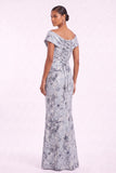 Sheath-Column Floor Length Jacquard Mother of the Bride Dress CM0495