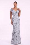 Sheath-Column Floor Length Jacquard Mother of the Bride Dress CM0495