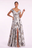 A-Line Floor Length Jacquard Mother of the Bride Dress CM0499