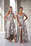 A-Line High-Low Jacquard Mother of the Bride Dress CM0500