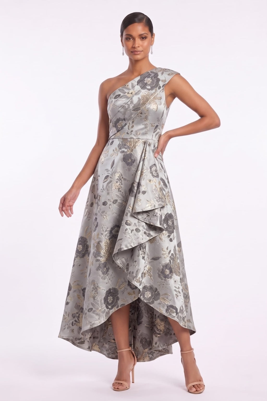 A-Line High-Low Jacquard Mother of the Bride Dress CM0500