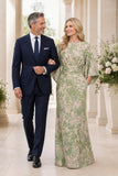 Sheath-Column Floor Length Jacquard Mother of the Bride Dress CM0501