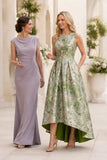 A-Line High-Low Jacquard Mother of the Bride Dress CM0502