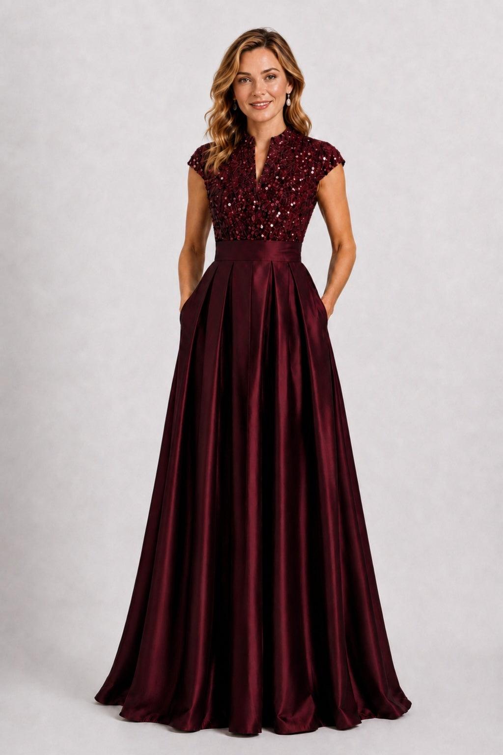 A-Line Floor Length Satin Mother of the Bride Dress CM0510