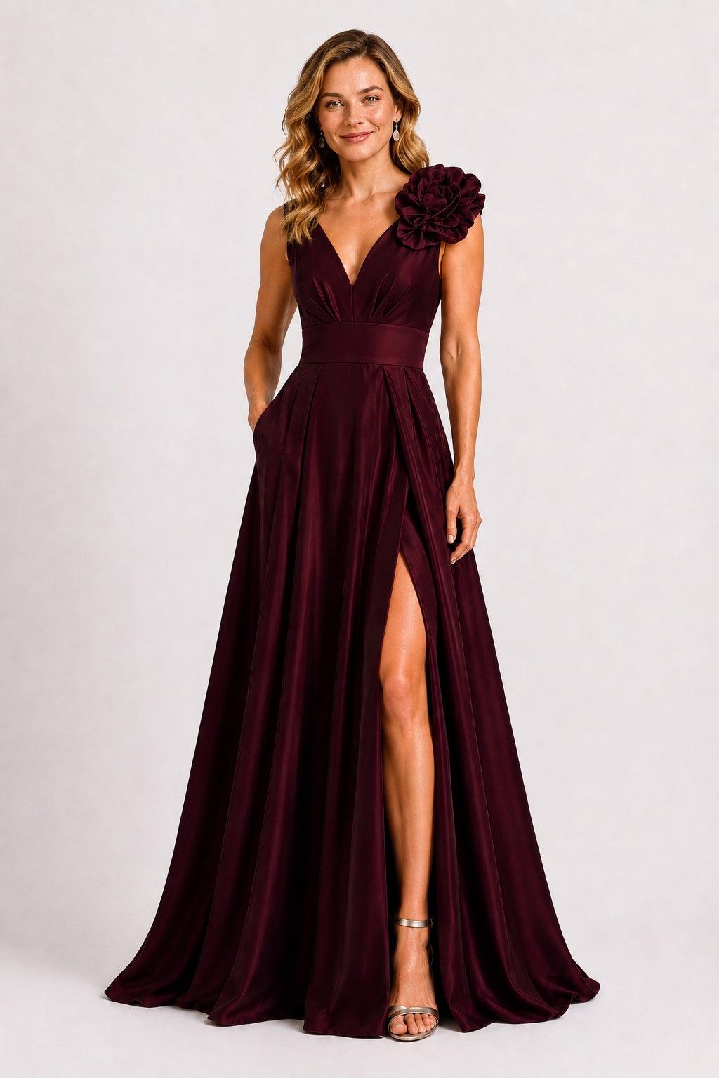 A-Line Floor Length Satin Mother of the Bride Dress CM0511