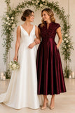 A-Line Tea Length Satin Mother of the Bride Dress CM0513