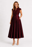 A-Line Tea Length Satin Mother of the Bride Dress CM0513