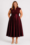 A-Line Tea Length Satin Mother of the Bride Dress CM0513