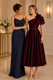 A-Line Tea Length Satin Mother of the Bride Dress CM0514